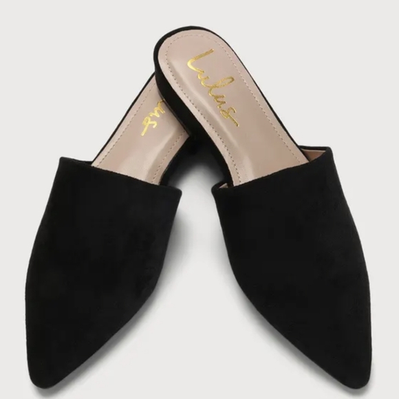 Lulu's Black Mules Size 7.5, Lorene Faux Suede Pointed-Toe - Picture 6 of 16